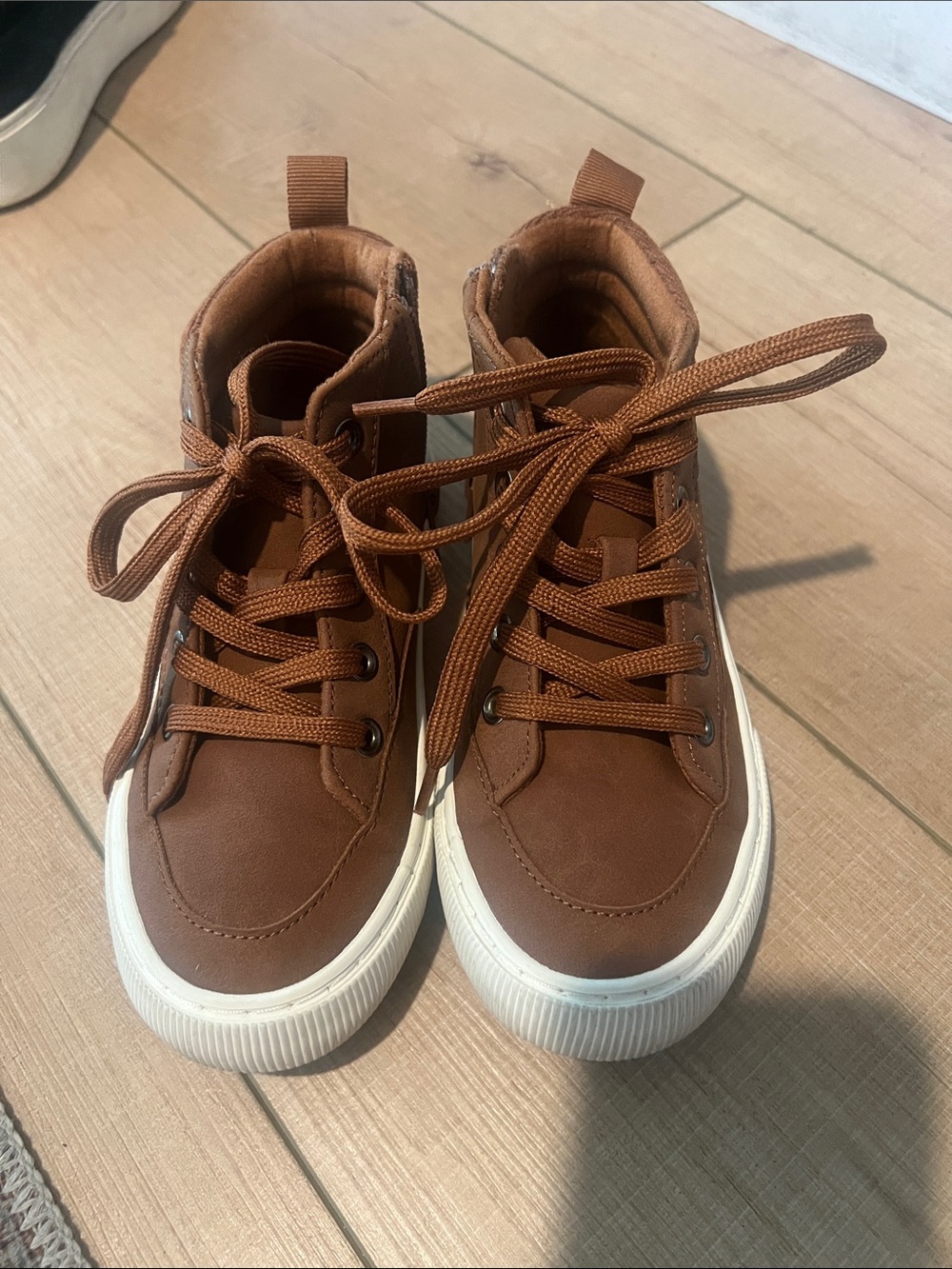 Kids Brown High-Top Sneakers - Casual Comfort